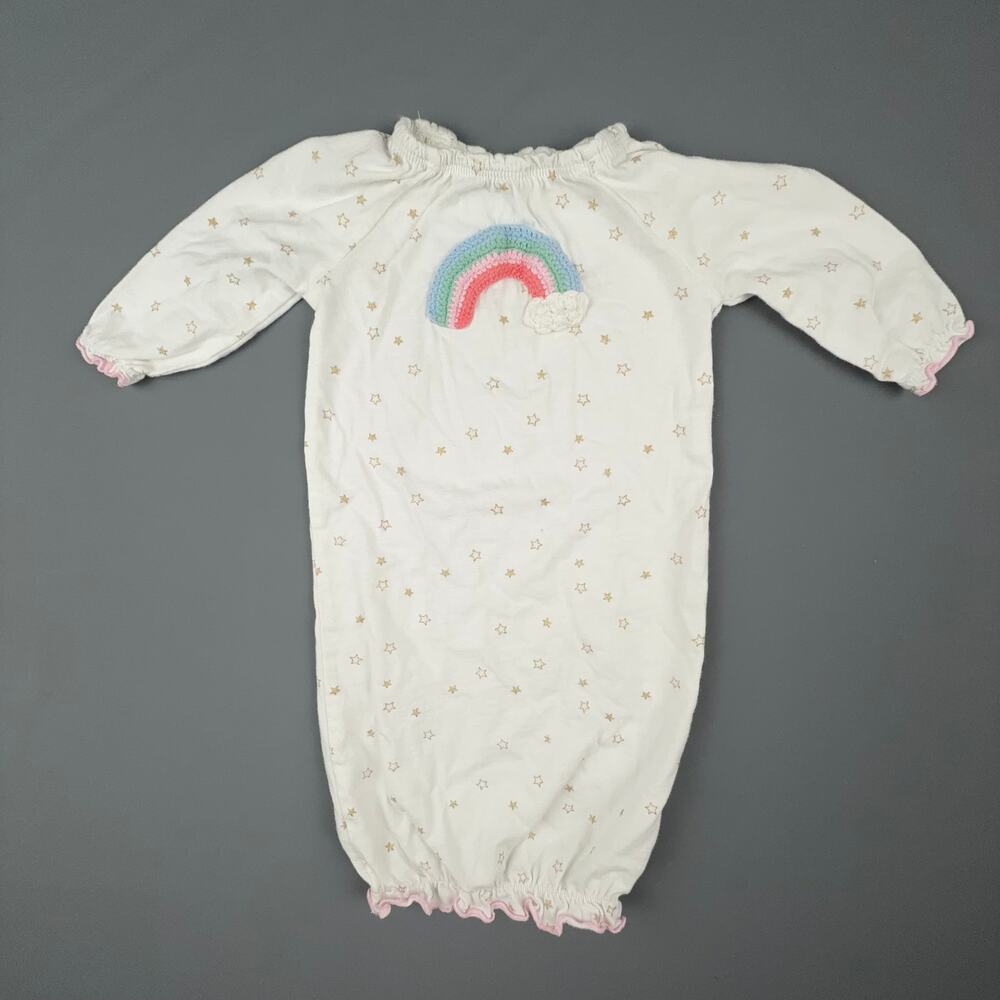 Mud Pie Baby Gown 0-3 Months Rainbow Applique Star Print Cotton Sleeper